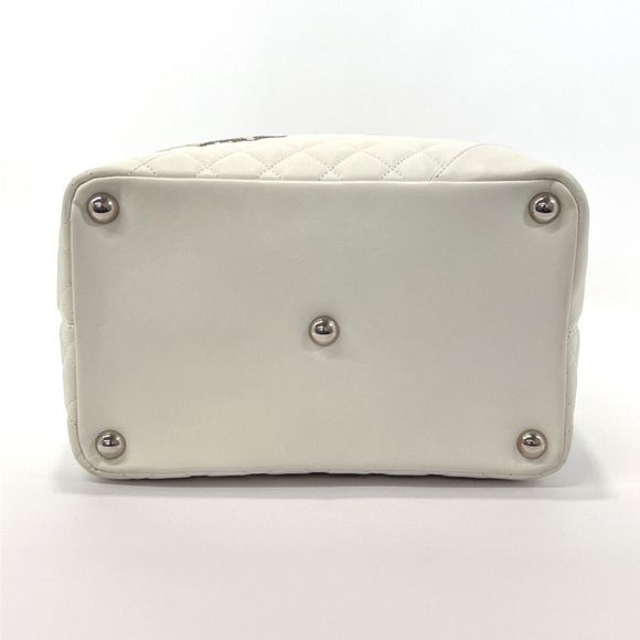 Chanel Tote Bag Cambon Line Medium Lambskin Python Leather Logo White - Picture 3 of 9